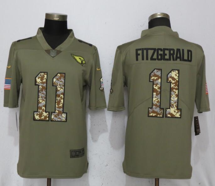 Men Arizona Cardinals #11 Fitzgerald Olive Camo Carson 2017 Salute to Service Limited Nike NFL Jerseys->pittsburgh steelers->NFL Jersey